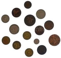 15db-os európai érmetétel, közte Románia 1867. 10b Cu "Heaton" + 1955. 50b Cu-Ni + Szerbia...