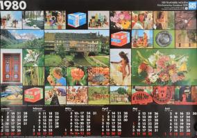 1977-80 2 db naptár plakát, egyik részben erotikus, feltehetően NDK-kiadás, ofszet, papír, feltekerve, kissé sérült, 57x84 cm