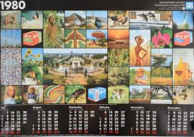 1977-80 2 db naptár plakát, egyik részben erotikus, feltehetően NDK-kiadás, ofszet, papír, feltekerv...