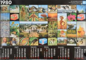 1977-80 2 db naptár plakát, egyik részben erotikus, feltehetően NDK-kiadás, ofszet, papír, feltekerv...