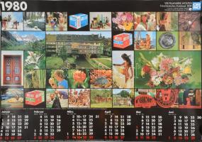 1977-80 2 db naptár plakát, egyik részben erotikus, feltehetően NDK-kiadás, ofszet, papír, feltekerv...