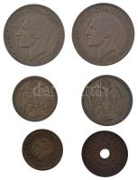 Szerbia 1883. 20p Cu-Ni + 1884. 10p Cu-Ni + Jugoszlávia 1925. 2D Cu-Ni &quot;I. Sándor&quot; (2db) + 1938. 25p bronz + 50p Al-bronz T:2,2- Serbia 1883. 20 Para Cu-Ni + 1884. 10 Para Cu-Ni + Yugoslavia 1925. 2 Dinara Cu-Ni &quot;Aleksandar I&quot; (2pcs) + 1938. 25 Para bronze + 50 Para Al-bronze C:XF,VF