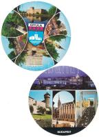 12 db MODERN kör alakú magyar város képeslap / 9 modern Hungarian circular town-view postcards