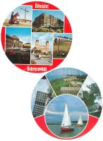 12 db MODERN kör alakú magyar város képeslap / 9 modern Hungarian circular town-view postcards