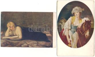 15 db RÉGI hölgy motívum képeslap vegyes minőségben / 15 pre-1945 lady motive postcards in mixed qua...