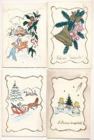 6 db RÉGI kézzel festett karácsonyi kinyitható üdvözlő kártya