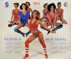 1984 Kezdje a Skáláknál, Skála-Coop naptár-plakát, ofszet, papír, feltekerve, lapszéli apró sérülésekkel, 68x83 cm