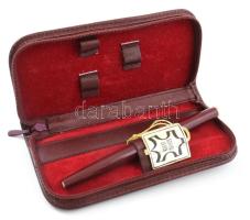 Montblanc bordó töltőtoll cca 1960. Megkímélt állapotban, hozzá bőr tolltartó 15,5 cm