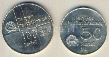 1974. 50Ft Ag + 100Ft Ag "50 éves az MNB" T:BU