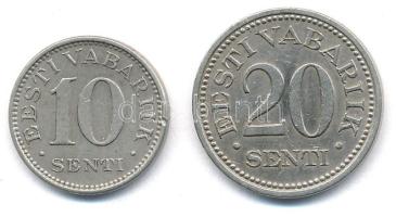 Észtország 1931. 10s Ni-sárgaréz + 1935. 20s Ni-sárgaréz T:2 Estonia 1931. 10 Senti Ni-brass + 1935. 20 Senti Ni-brass C:XF Krause KM#12, KM#17