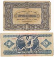 1920. 50K "Orell Füssli Zürich" + 1980. 20Ft T:III saroktörés