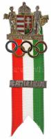 1992. Barcelona Nyári Olimpia magyar részvételi érem zománcozott fém jelvény nemzetiszín szalagon, Team Official fém lapkával (31x38mm) T:1,1-