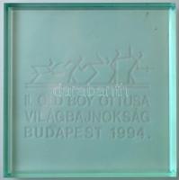 1994. II. Old Boy Öttusa Világbajnokság üvegplakett eredeti papírtokban (118x118mm) T:1