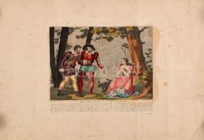 Johann Schönberg (?-?): 4 db Genoveva legendájával kapcsolatos metszet, XIX. sz első fele. Akvarelle...