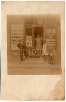 1932 Budapest (?), Bognár Gyula férfi szabó üzlete, Menczer Gallér ing tisztítás, rendelések, javítások és vasalások elkészítése. photo (fl)
