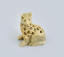 Kutya/farkas állatfigura faragott szappankő/zsírkő figura 9 cm