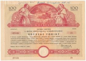 Budapest 1954. "Ötödik Békekölcsön" nyereménykölcsön kötvény 100Ft-ról, szárazpecséttel + ...