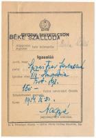 Budapest 1954. "Ötödik Békekölcsön" nyereménykölcsön kötvény 100Ft-ról, szárazpecséttel + ...