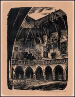 Stanislaw Raczynski (1890-1955): Krakkó (Kraków), Wawel. Linómetszet, papír, jelzett, kisebb lapszél...