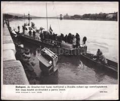 cca 1980 Budapest, baleset az Erzsébet híd budai hídfőjénél (Dunába zuhant személygépkocsi), MTI Fotó, szélén kisebb szakadásokkal, 24,5x20,5 cm