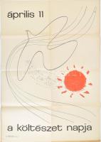 1952 A költészet napja, április 11., plakát, Bp., Offset-ny., 6000 pld., hajtott, 83x58 cm