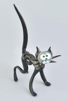 Murano fekete macska, kézzel készült üveg, hibátlan, m: 18 cm