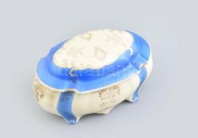 Oscar Schlegelmilch bonbonier, részeb kézzel festett, jelzett, kopásokkal, 13x8x7 cm