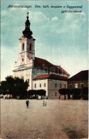 1940 Máramarossziget, Sighet, Sighetu Marmatiei; Római katolikus templom a gimnáziummal / Catholic church, grammar school + "1940 Máramarossziget visszatért" So. Stpl. (EK)