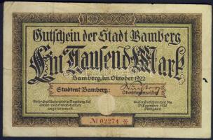 Német Birodalom/Weimari Köztársaság/Bamberg 1922.10. 1000M T:III