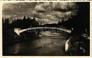 1940 Beszterce, Bistritz, Bistrita; híd / bridge. photo + 1940 Beszterce visszatért So. Stpl.