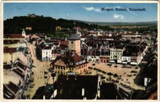 1932 Brassó, Kronstadt, Brasov; látkép, piac, városháza / general view, market, town hall (szakadás / tear)