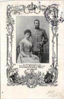 1900 Zur Vermählungsfeier der Prinzessin Mathilde von Bayern mit Prinz Ludwig von Sachsen-Coburg am 1. Mai 1900. Art Nouveau, floral (vágott / cut)