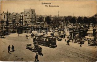 1920 Rotterdam, Vier Leeuwenbrug / street view, tram, bridge (EK)