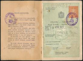 1933 Magyar útlevél kissé foltos