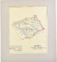 Mappa Comitatus Csallóköz vármegye térképe. XIX. sz vége. Kézzel rajzolt. hártyapapíron 24x30 cm / Map of Csallóköz Schütt county hand drawn