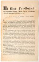 1848 november 6. V. Ferdinánd Olmützi kiáltványa Windischgraetz tábornok kinevezéséről a rend helyreállítására-. Foltos. 25x41 cm