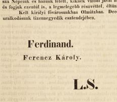 1848. december 2. Az Olmützi proklamáció, melyben V. Ferdinánd lemond a trónról, Ferenc Károly főher...