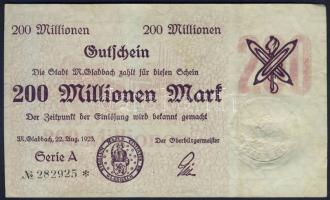 Német Birodalom/Weimari Köztársaság/München-Gladbach 1923.8.22. 200.000.000M T:II/III