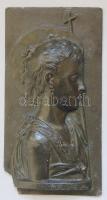 Vallásos bronz kisplasztika P.R. jelzéssel (sarka sérült) / Religious bronze statuette (edge damaged)