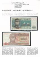 Burma 1972. 1K + Mianmar 1990. 1K német nyelvű leírással T:I- Burma 1972. 1 Kyat + Mianmar 1990. 1 Kyat with german description C:AU  Krause P#67, Krause P#56