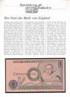 Nagy-Britannia DN Test Die One bankjegy próbanyomat német nyelvű leírással T:II Graet Britain ND Test Die One banknote test print with german description C:XF