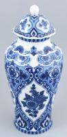Wilhelmsburg kék mázas porcelán fedeles váza. Kézzel festett, jelzett, hibátlan 36 cm