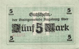 Német Birodalom/Császárság/Augsburg 1918.10.15. 5M, 10M hivatalos érvénytelenítéssel T:I,I-