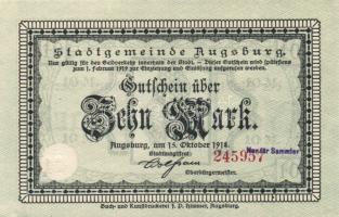 Német Birodalom/Császárság/Augsburg 1918.10.15. 5M, 10M hivatalos érvénytelenítéssel T:I,I-