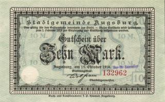 Német Birodalom/Császárság/Augsburg 1918.10.15. 5M, 10M hivatalos érvénytelenítéssel T:I,I-