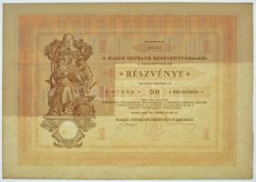 Makó 1929. "Makói Népbank Részvénytársaság" részvénye 50P-ről (3x), sorszámkövetők "0...