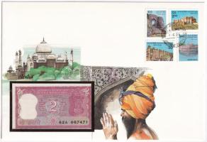 India DN 2R felbélyegzett borítékban, bélyegzéssel T:I India ND 2 Rupees in envelope with stamp and cancellation C:UNC