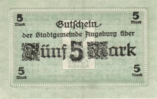 Német Birodalom/Császárság/Augsburg 1918.10.15. 5M, 10M hivatalos érvénytelenítéssel T:I,I-