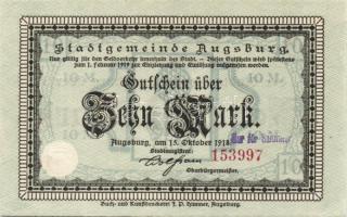 Német Birodalom/Császárság/Augsburg 1918.10.15. 5M, 10M hivatalos érvénytelenítéssel T:I,I-