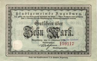 Német Birodalom/Császárság/Augsburg 1918.10.15. 5M, 10M hivatalos érvénytelenítéssel T:I,I-